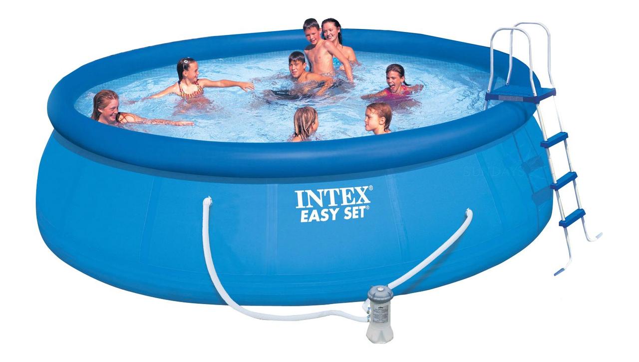 Intex 26168NP Надувной бассейн Intex EASY SET 457х122см +фильтр-насос 3785л.ч, лестница, тент, подложка