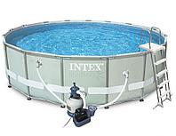 Intex Каркасный бассейн Intex Ultra Frame 26324 488х122см + песочный фильтр-насос, лестница, тент, подстилка