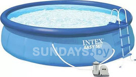 Intex 26176NP Надувной бассейн Intex EASY SET 549х122см +фильтр-насос 5678 л.ч, лестница, тент, подложка