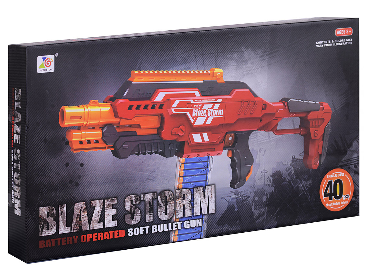 Бластер Blaze Storm, работает от батареек  (40 мягких патронов), арт.ZC7100