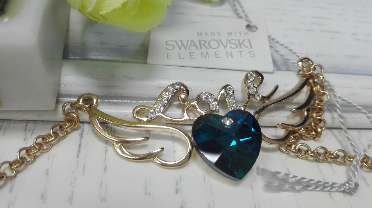 Красивая подвеска Сердце с кристаллами Swarovski