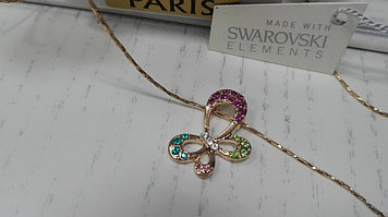 Стильная подвеска Бабочка с кристаллами Swarovski