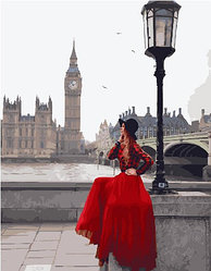 Картина по номерам Лондонская модница | 40х50 | сложность 4 | цветов 28