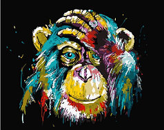 Картина по номерам Радужный шимпанзе | 40х50 | сложность 2 | цветов 19