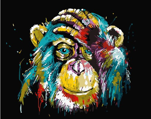 Картина по номерам Радужный шимпанзе | 40х50 | сложность 2 | цветов 19 - фото 1 - id-p96223190