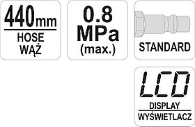 Пневмопистолет с цифровым манометром для подкачки колёс "Yato" YT-23702, фото 3