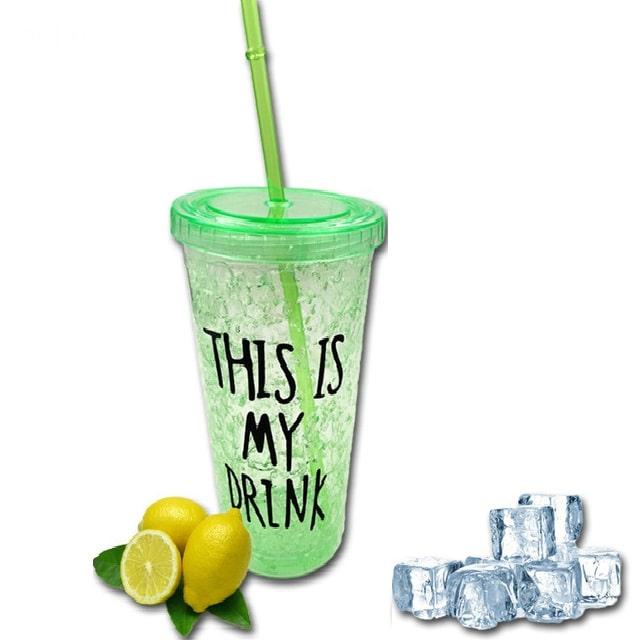 Ледяной стакан «This is my drink» с трубочкой зеленый - фото 1 - id-p96300059