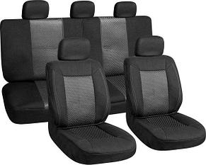 Универсальные чехлы на сиденья авто черно-серые текстиль (9 предметов, 3 молнии) Pilot AG-28603/4