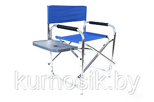 Стул туристический, складной, кресло с откидным столиком (VT18-12010) голубой