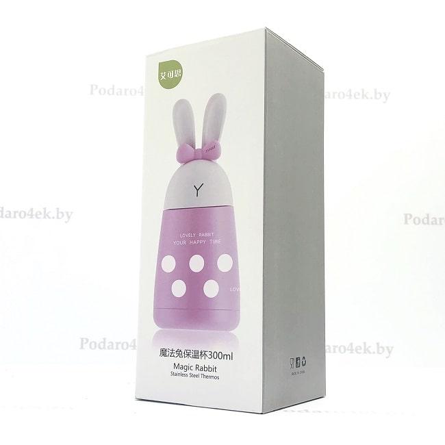 Термос «Кролик с ушками и бантиком» розовый - фото 5 - id-p96371726