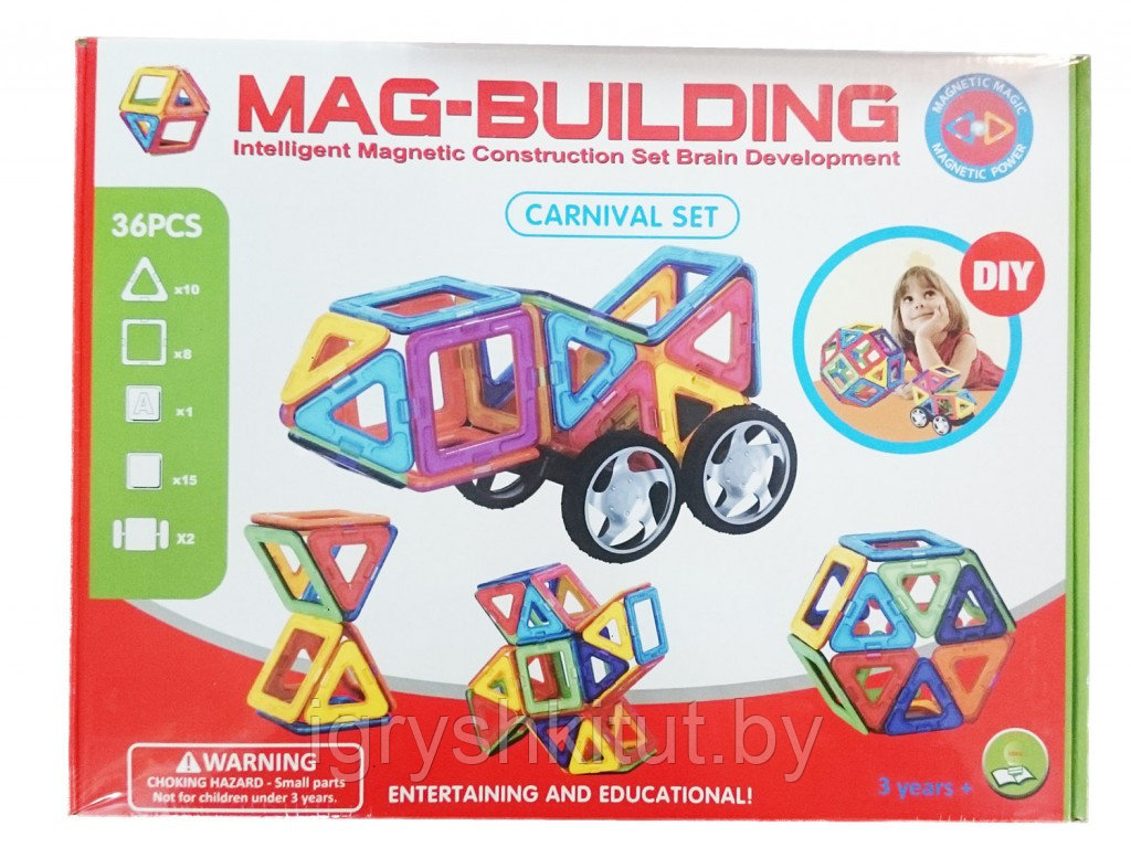 Магнитный конструктор Mag Building 36 деталей, арт.BT3310474 - фото 1 - id-p96374639