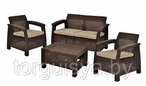 Комплект мебели Corfu Set в стиле Ротанг, цвет темно-коричневый