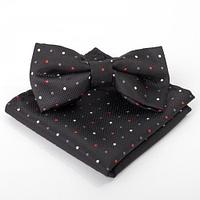 Набор детский: галстук-бабочка 10х5, платок 18х18, п/э, черный