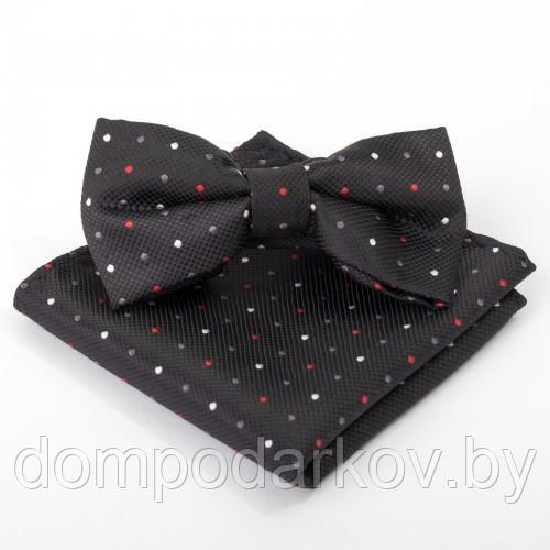 Набор детский: галстук-бабочка 10х5, платок 18х18, п/э, черный - фото 1 - id-p96485677