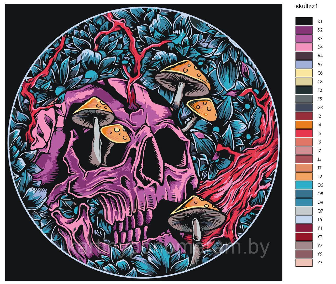 Картина по номерам, 40 x 40, NA-skullzz1