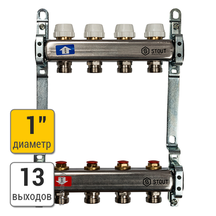 Распределительный коллектор STOUT без регулировки, 13 выходов, фото 2