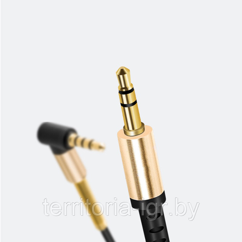 Витой Акустический кабель+ микрофон 24K позолота UPA02 AUX Spring Audio Cable 3.5mm 2м. черный Hoco - фото 3 - id-p70105806