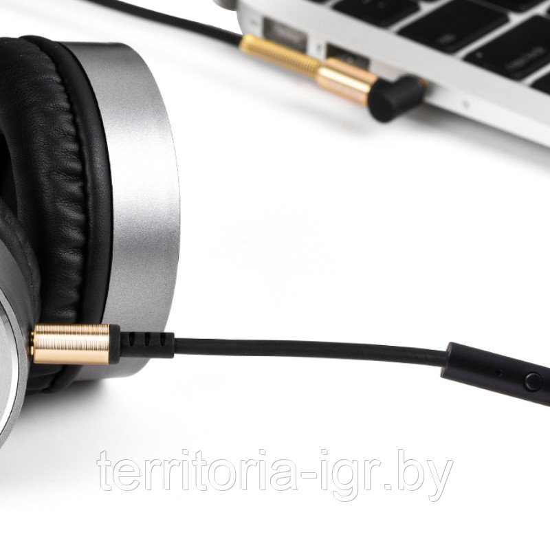 Витой Акустический кабель+ микрофон 24K позолота UPA02 AUX Spring Audio Cable 3.5mm 2м. черный Hoco - фото 6 - id-p70105806