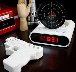 Часы-будильник Gun Alarm Clock с мишенью, фото 2