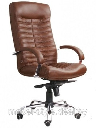 Кресло ОРИОН стиль хром для комфортной работы дома и в офисе, стул ORION Chrome в натуральной коже LUX (LE) - фото 1 - id-p96575097