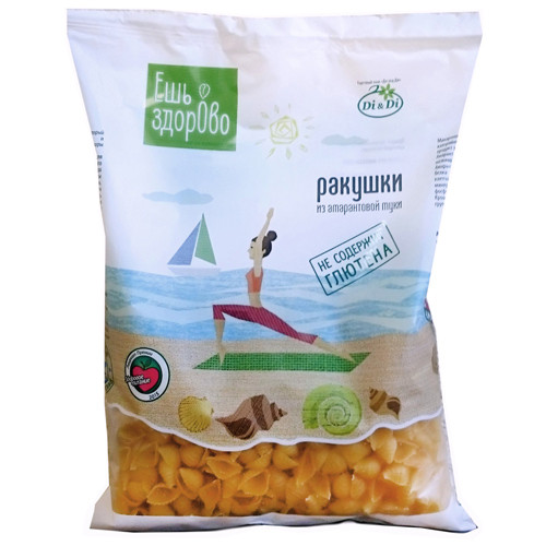 Макаронные изделия из амарантовой муки Ракушки, "Ешь здорово", 250 гр