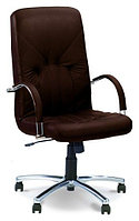 Кожаное кресло МЕНЕДЖЕР стил хром для офиса и дома, стул MANAGER Chrome в натуральной коже SPLIT