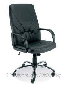 Кожаное кресло МЕНЕДЖЕР стил хром для офиса и дома, стул MANAGER Chrome в натуральной коже SPLIT - фото 8 - id-p96638057