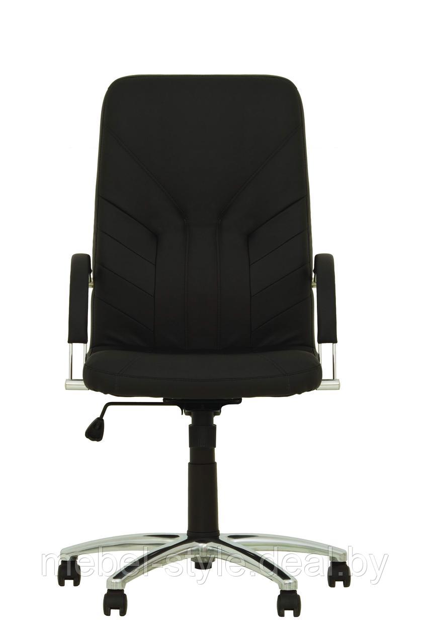 Кожаное кресло МЕНЕДЖЕР стил хром для офиса и дома, стул MANAGER Chrome в натуральной коже SPLIT - фото 9 - id-p96638057