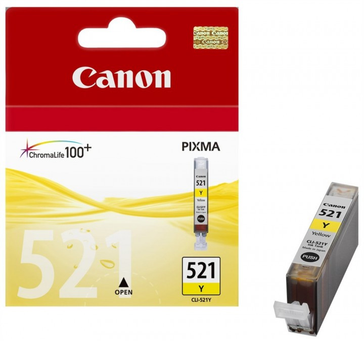Картридж CLI-521Y/ 2936B004 (для Canon PIXMA MP540/ MP550/ MP560/ MP630/ MX860/ MP980/ iP3600/ iP4700) жёлтый - фото 1 - id-p7539492