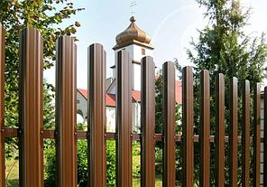 Забор из металлического штакетника (односторонний штакетник/односторонняя зашивка) высота 1,7м, фото 3