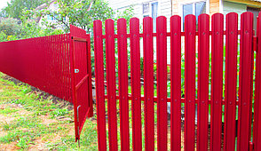 Забор из металлического штакетника (двусторонний штакетник/односторонняя зашивка) высота 1,2м, фото 2