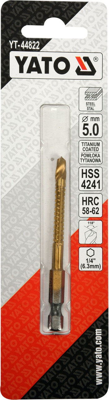 Сверло-шарошка по металлу 5.0мм HSS-TiN с хвостовиком HEX YT-44822 - фото 3 - id-p96705804