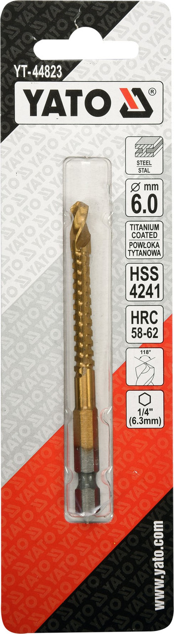 Сверло-шарошка по металлу 6.0мм HSS-TiN с хвостовиком HEX YT-44823 - фото 3 - id-p96705941