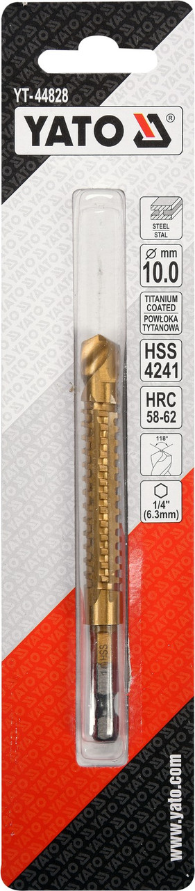 Сверло-шарошка по металлу 10.0мм HSS-TiN с хвостовиком HEX YT-44828 - фото 3 - id-p96706565