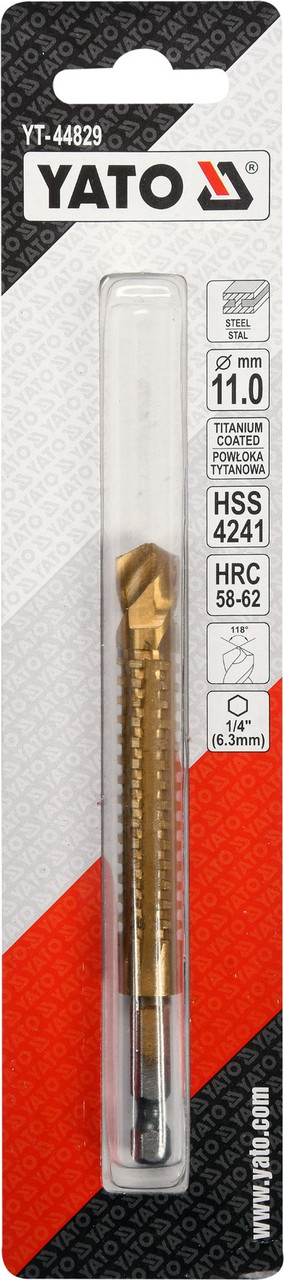 Сверло-шарошка по металлу 11.0мм HSS-TiN с хвостовиком HEXYT-44829 - фото 4 - id-p96706609