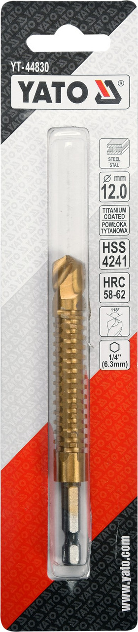 Сверло-шарошка по металлу 12.0мм HSS-TiN с хвостовиком HEXYT-44830 - фото 4 - id-p96706750