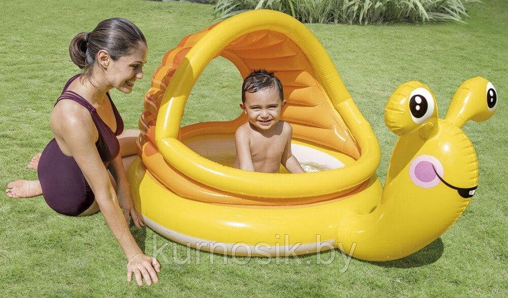 Детский надувной бассейн Intex "Ленивые улитки" с навесом 145x102x74 см (57124NP) - фото 2 - id-p96765335