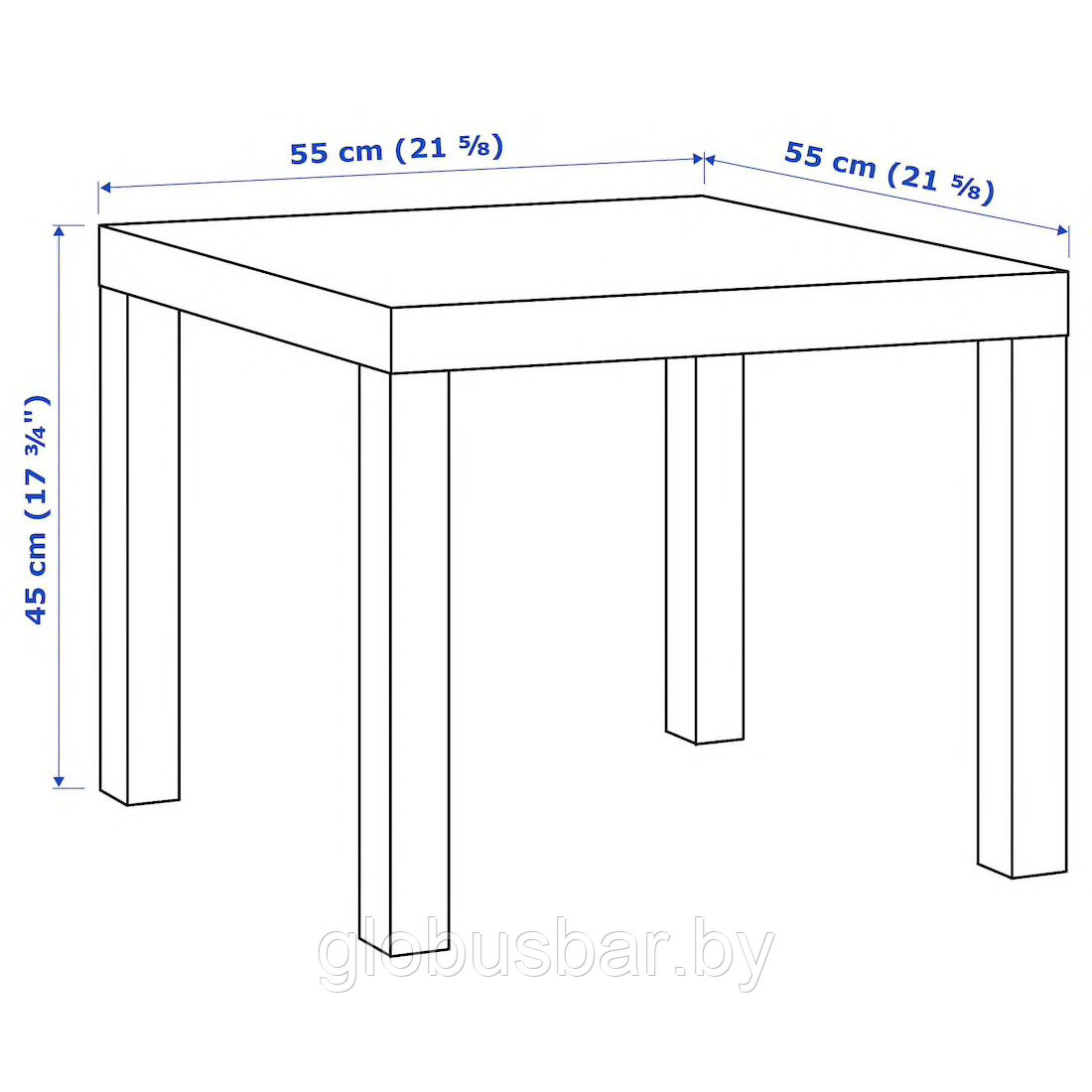 ЛАКК Придиванный столик, белый, 55x55 см - фото 4 - id-p96780335