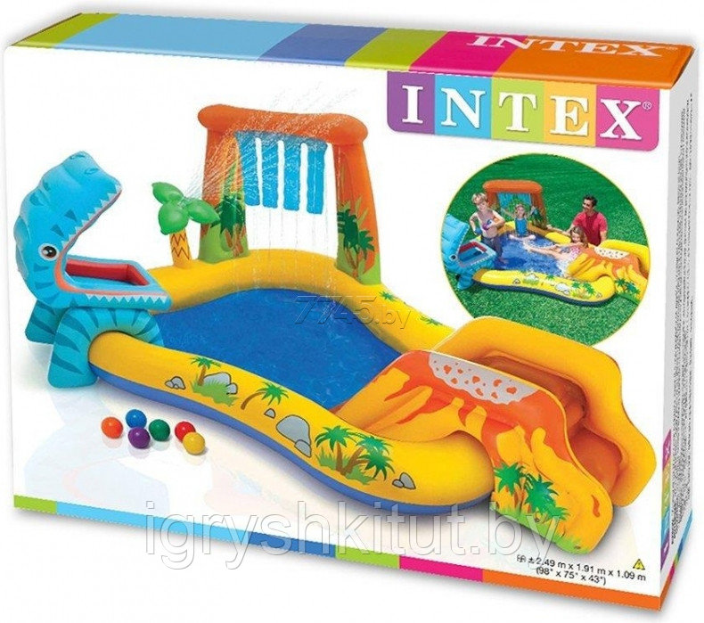 Детский надувной игровой центр Intex "Динозавр" (размер 249х191х109см), арт.57444NP - фото 2 - id-p96824875