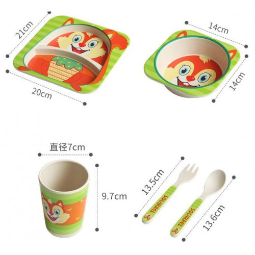 Детская посуда из бамбука из 5 предметов (набор) Белка - фото 2 - id-p96837574