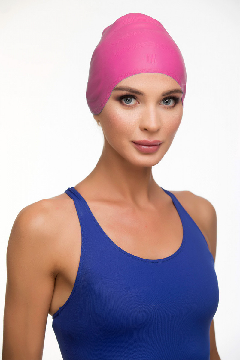 Шапочка для плавания силиконовая с выемками для ушей розовый - фото 2 - id-p96909331