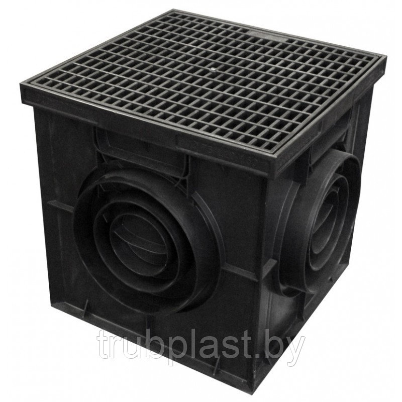 Дождеприемник пластиковый черный 300х300х300мм (c пластиковой решеткой) - фото 1 - id-p96913662