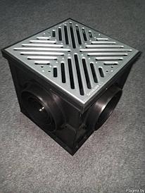 Дождеприемник пластиковый черный 300х300х300мм (c оцинкованной решеткой)