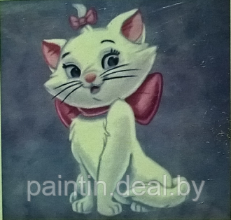 Алмазная мозаика "Котик с бантом" на подрамнике