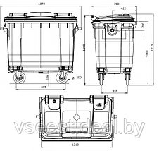 Пластиковый мусорный контейнер на 660 литров (In), фото 3