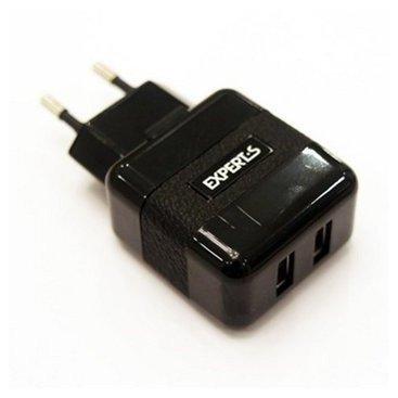 Зарядное устройство сетевое USB, Experts TCU-22, 2 USB, 2A, черный