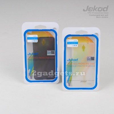Чехол для Alcatel One Touch Idol X 6040/ 6040D силикон Jekod с пленкой, прозрачный - фото 2 - id-p61491037