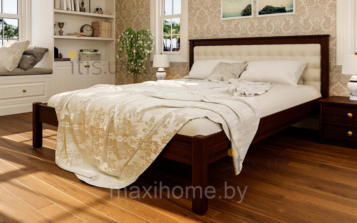Кровать из массива ольхи «Модерн М» 160*200, цвет венге - фото 1 - id-p81157797