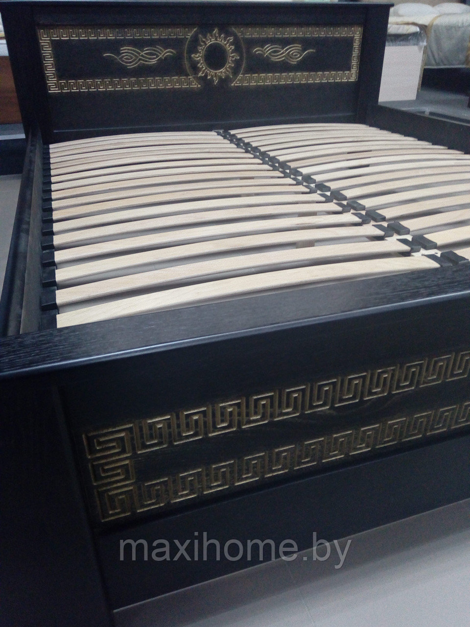 Кровать из массива сосны, дубовый шпон «Элит» 160*200, цвет венге с золотом - фото 8 - id-p81157621