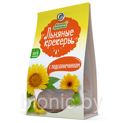 Крекеры льняные со вкусом подсолнечника "Компас здоровья", 50г 1/24, фото 2